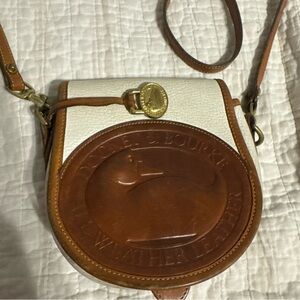 Dooney & Bourke Tan and Cream Leather Crossbody Bag